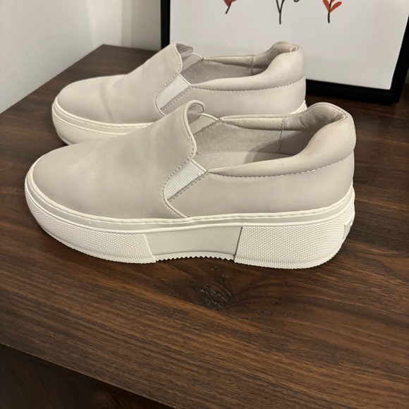 J Slides Shoes - J Slides NYC Aileen Ivory Cream Leather Platform Slip-On Sneakers